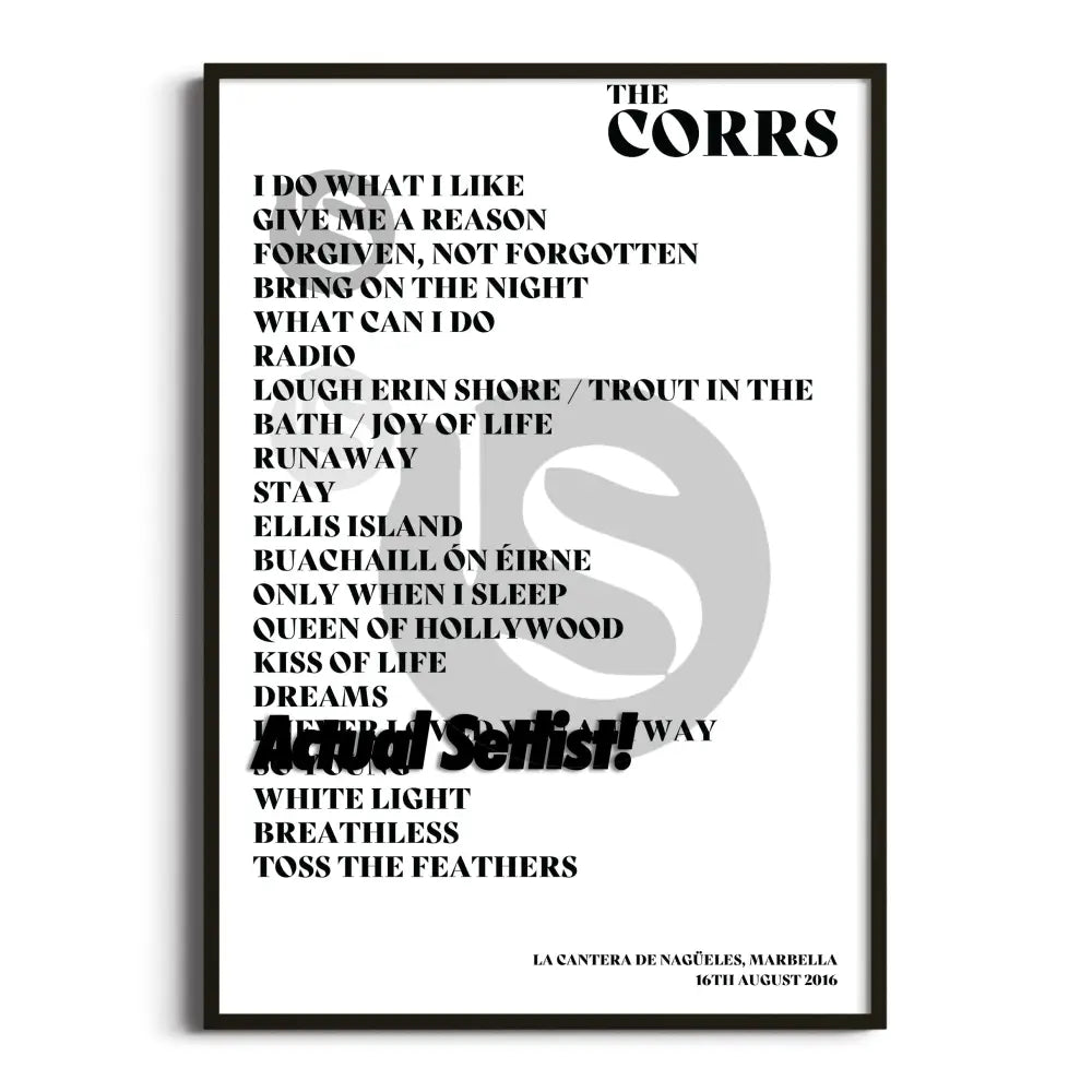 The Corrs - White Light Tour - Setlist Posters - Setlist