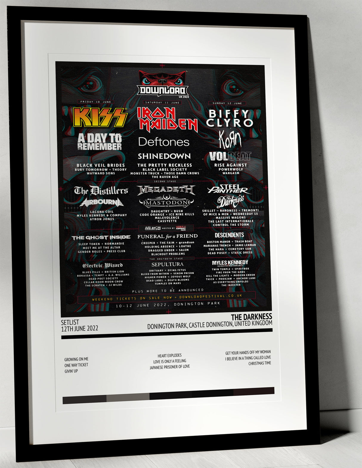 The Darkness Motorheart Donington Park Castle Donington 12th June 2022 - Setlist Tour Poster - Setlist