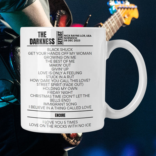 The Darkness Norwich December 08, 2023 Replica Setlist Mug - Setlist