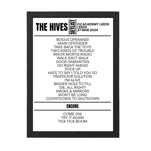 The Hives Leeds March 2024 Setlist - Setlist