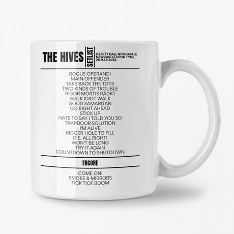 The Hives Newcastle March 2024 Setlist Mug - Setlist