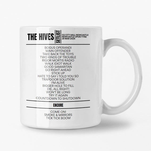 The Hives Newcastle March 2024 Setlist Mug - Setlist