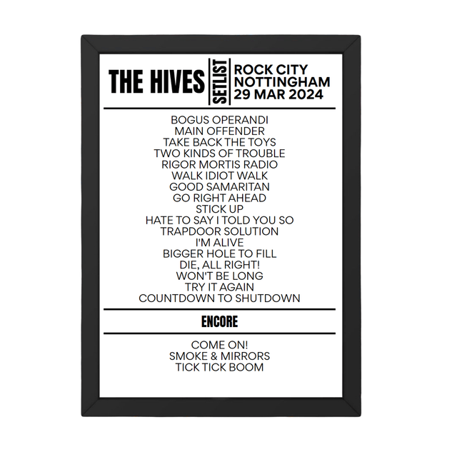 The Hives Nottingham March 2024 Setlist - Setlist