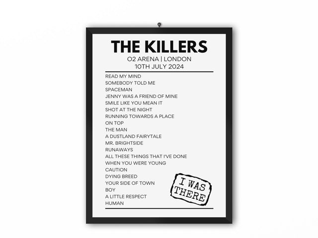 The Killers 02 Arena July 10 2024 Setlist Poster - Setlist