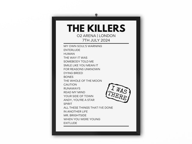 The Killers 02 Arena July 7 2024 Setlist Poster - Setlist