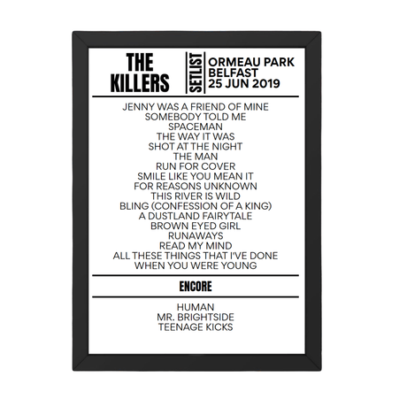 The Killers Belfast June 2019 Replica Setlist - Setlist