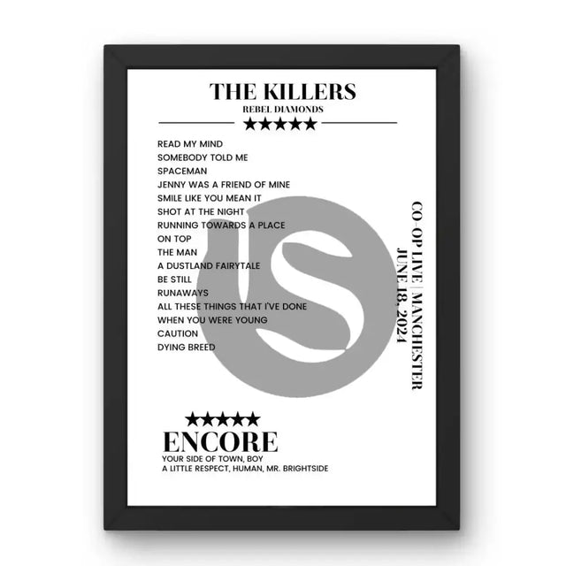 The Killers Co - op Live Manchester 18 June 2024 Setlist Poster - Setlist