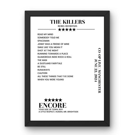 The Killers Co - op Live Manchester 22 June 2024 Setlist Poster - Setlist