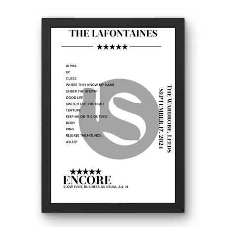 The LaFontaines September 17, 2024 The Wardrobe Leeds Setlist Poster - Setlist