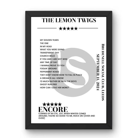 The Lemon Twigs Brudenell Social Club Leeds 11 September 2024 Setlist Poster - Setlist