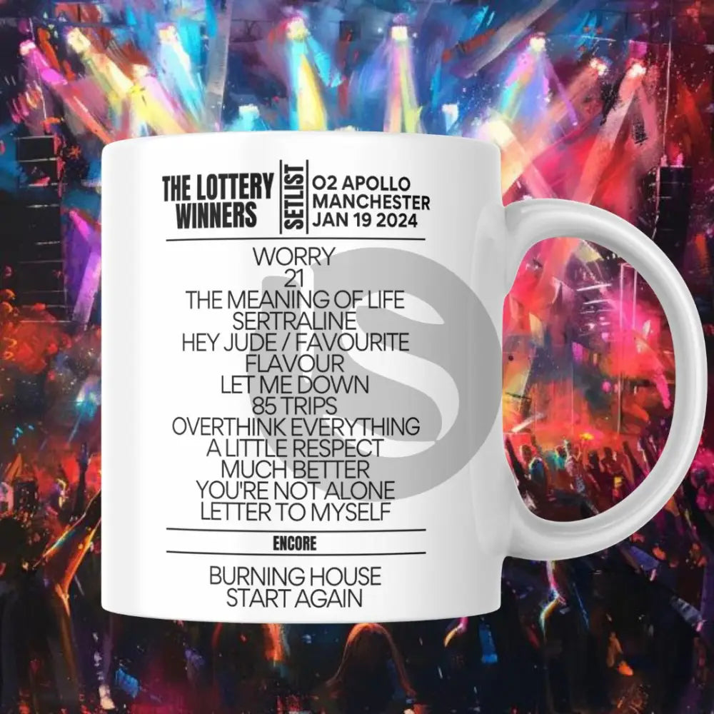 The Lottery Winners Manchester January 2024 Setlist Mug - Setlist