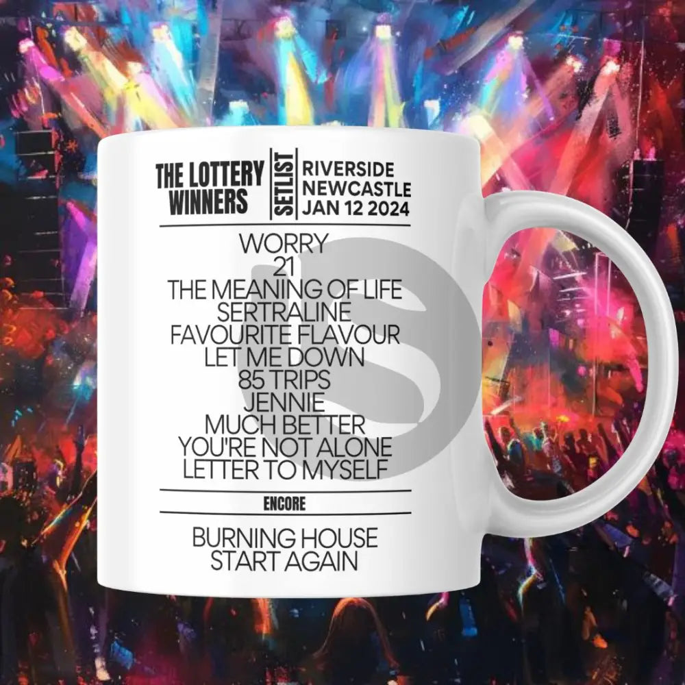 The Lottery Winners Newcastle January 2024 Setlist Mug - Setlist