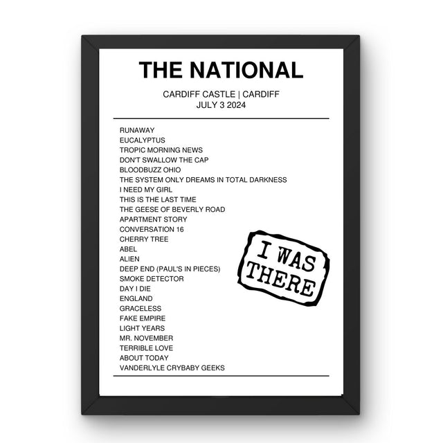 The National July 03, 2024 Cardiff Castle Cardiff Setlist Poster - Setlist