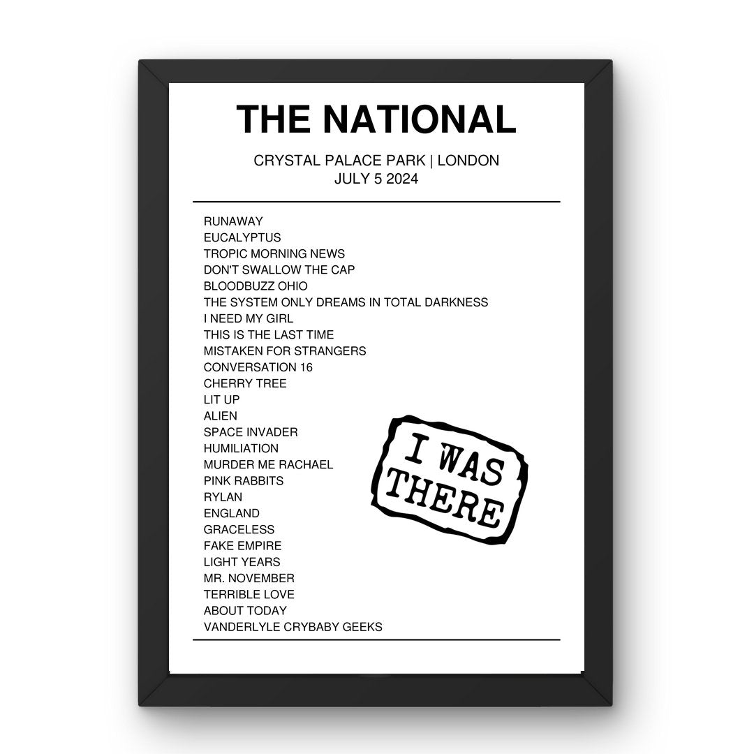 The National July 05, 2024 Crystal Palace Park London Setlist Poster - Setlist