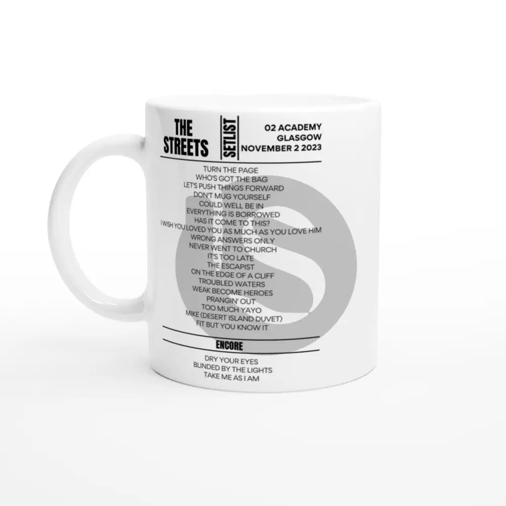 The Streets Glasgow November 2023 Setlist Mug - Setlist