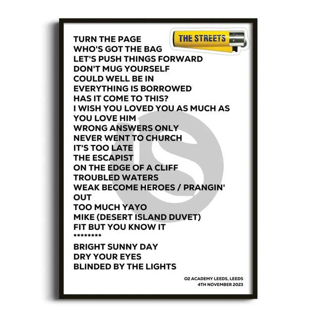 The Streets Leeds 4th November 2023 - Gig Setlist - Setlist