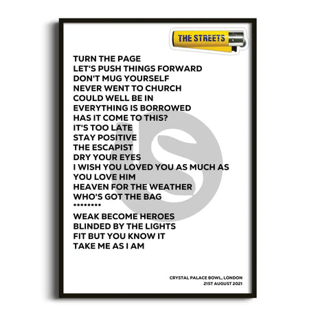 The Streets London 21st August 2021 - Gig Setlist - Setlist