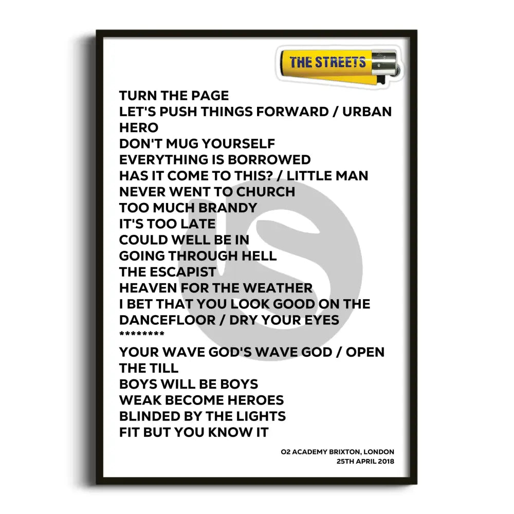 The Streets London 25th April 2018 - Gig Setlist - Setlist