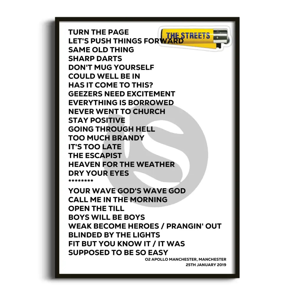 The Streets Manchester 25th January 2019 - Gig Setlist - Setlist