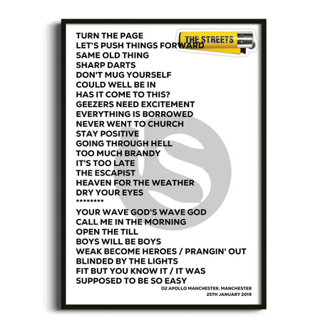 The Streets Manchester 25th January 2019 - Gig Setlist - Setlist