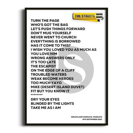 The Streets Margate 8th September 2023 - Gig Setlist - Setlist