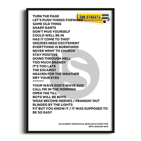 The Streets Newcastle upon Tyne 28th January 2019 - Gig Setlist - Setlist