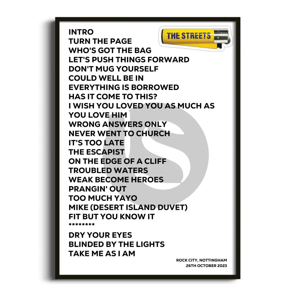 The Streets Nottingham 26th October 2023 - Gig Setlist - Setlist