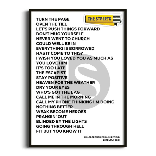 The Streets Sheffield 23rd July 2021 - Gig Setlist - Setlist