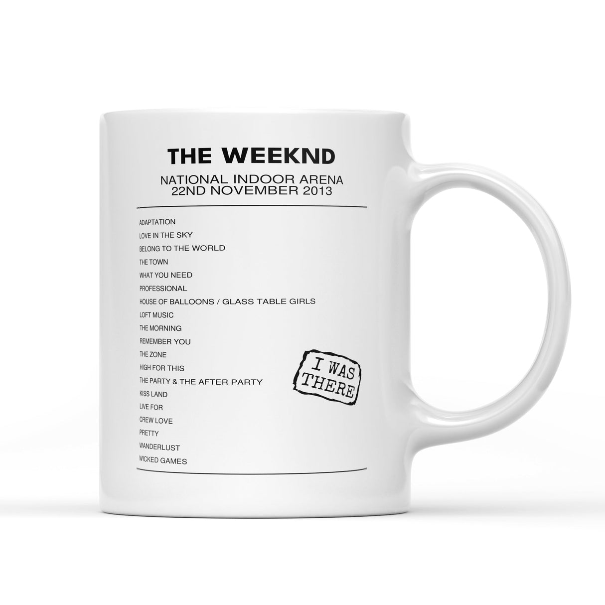 The Weeknd Kiss Land Fall Tour National Indoor Arena Birmingham 22nd November 2013 - Setlist Mug - Setlist