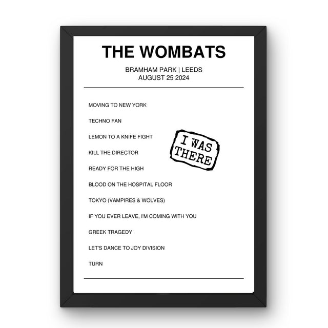 The Wombats August 25, 2024 Bramham Park Leeds Setlist Poster - Setlist