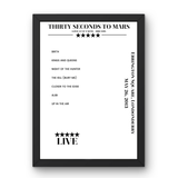 Thirty Seconds to Mars May 26, 2013 Ebrington Square Londonderry Setlist Poster - Setlist