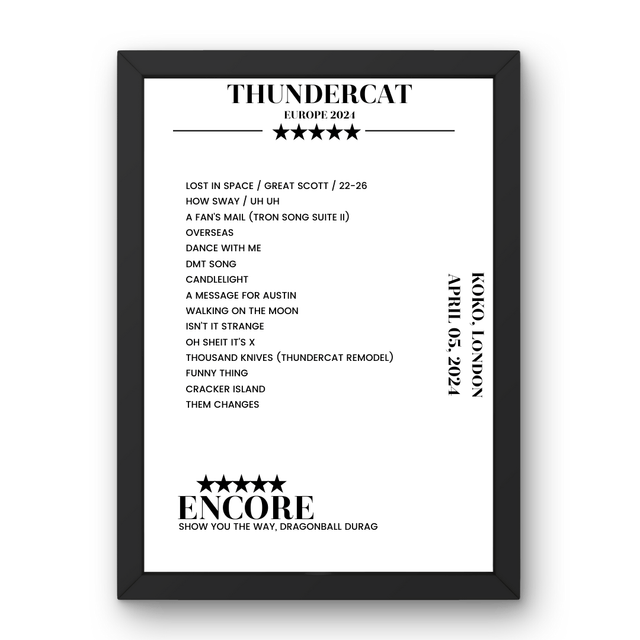 Thundercat April 05, 2024 KOKO London Setlist Poster - Setlist