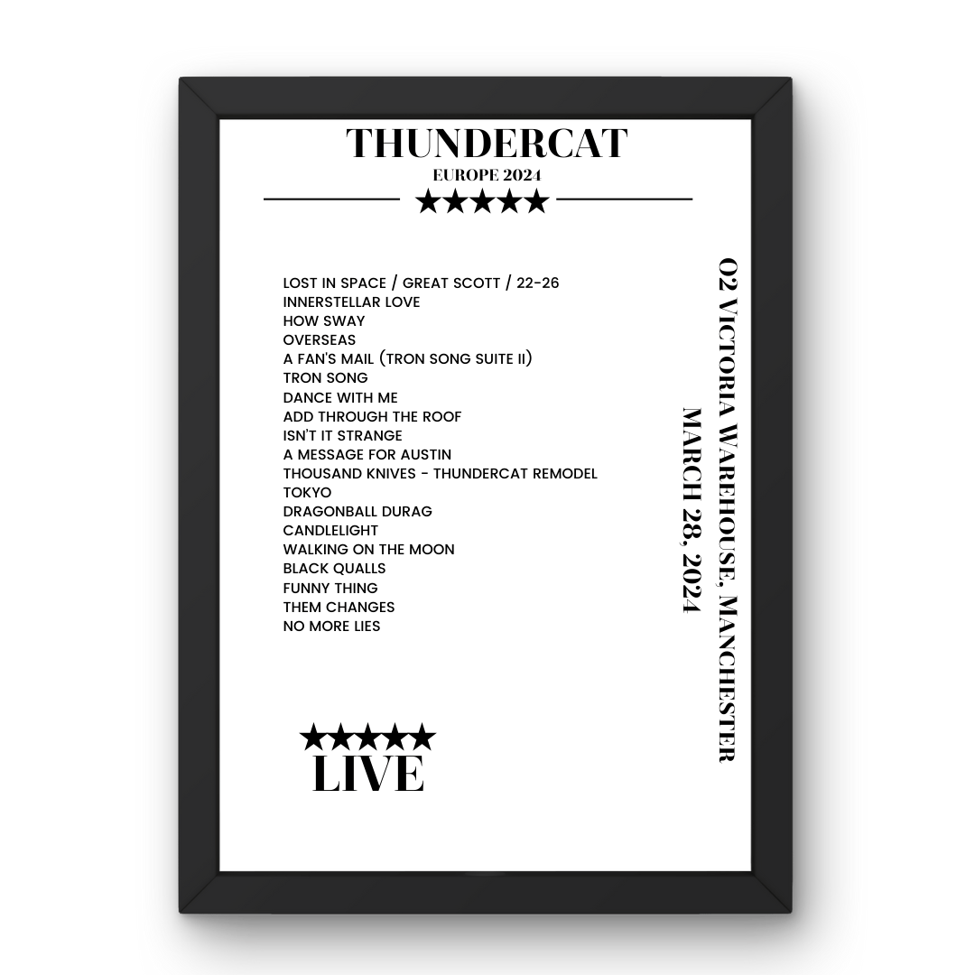 Thundercat March 28, 2024 O2 Victoria Warehouse Manchester Setlist Poster - Setlist