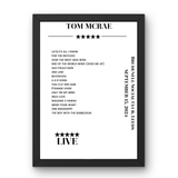 Tom McRae September 15, 2024 Brudenell Social Club Leeds Setlist Poster - Setlist