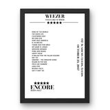 Weezer O2 Academy Leeds Leeds 23 October 2017 Setlist Poster - Setlist