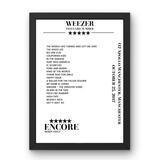 Weezer O2 Apollo Manchester Manchester 25 October 2017 Setlist Poster - Setlist