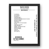 Weezer The SSE Arena, Wembley London 28 October 2017 Setlist Poster - Setlist