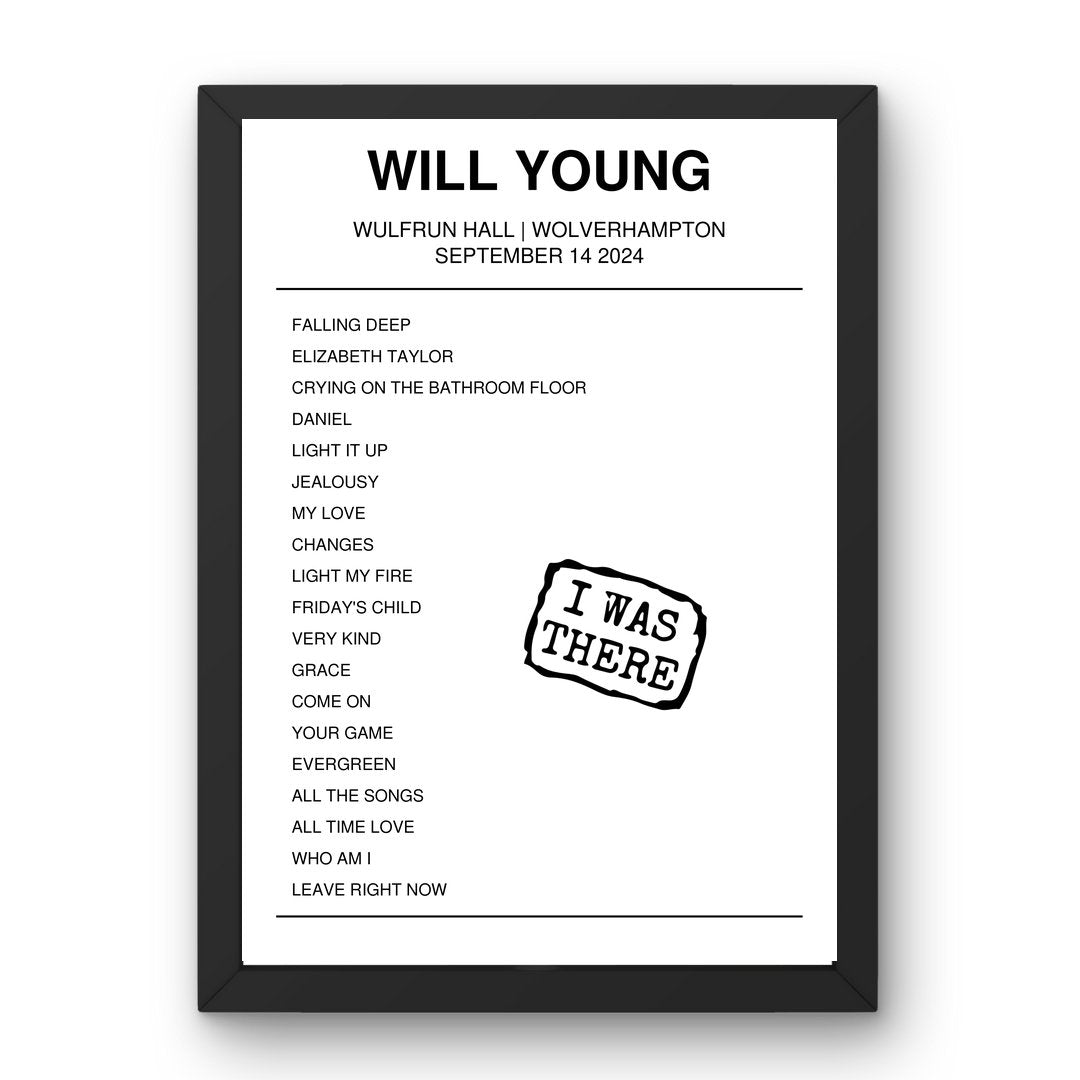 Will Young September 14, 2024 Wulfrun Hall Wolverhampton Setlist Poster - Setlist