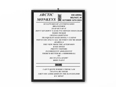 Arctic Monkeys Belfast October 2023 Replica Setlist - Setlist