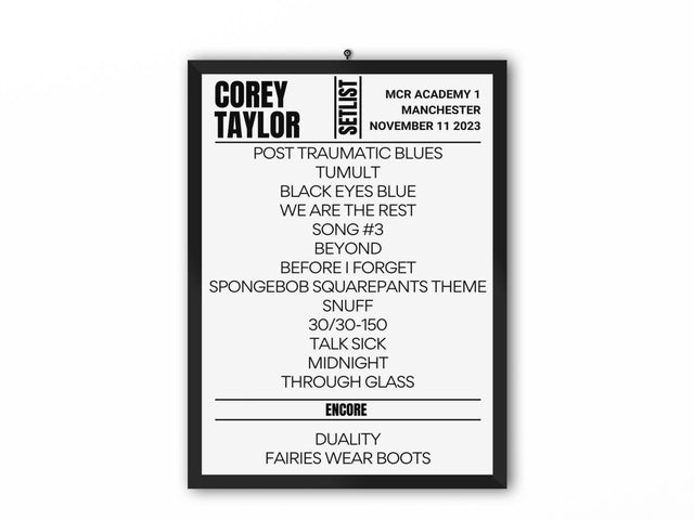 Corey Taylor Manchester November 2023 Replica Setlist - Setlist