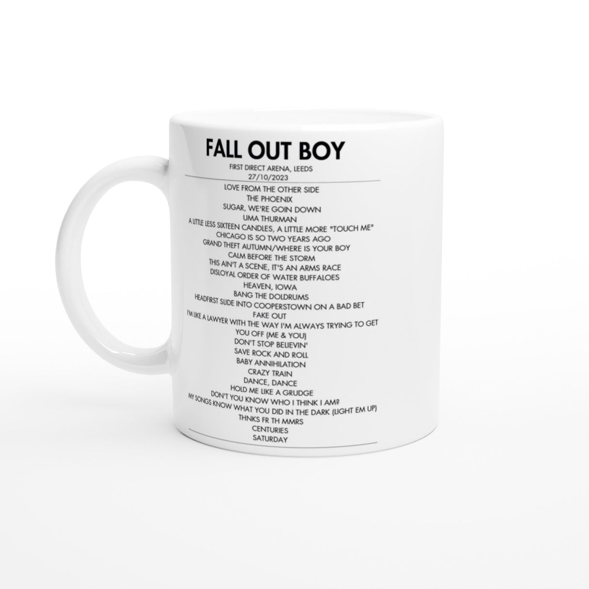 Fall out Boy Leeds October 2023 Setlist Mug - Setlist