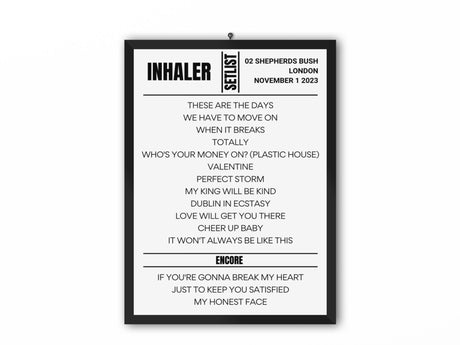 Inhaler London November 2023 Replica Setlist - Setlist