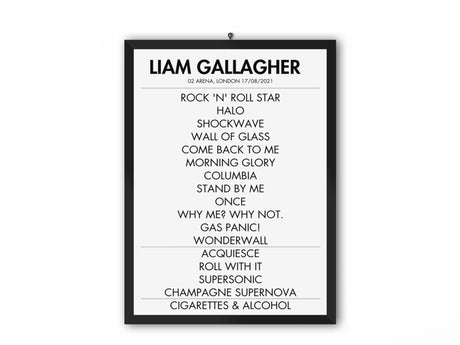 Liam Gallagher Setlist 02 Arena London August 2021 - Setlist