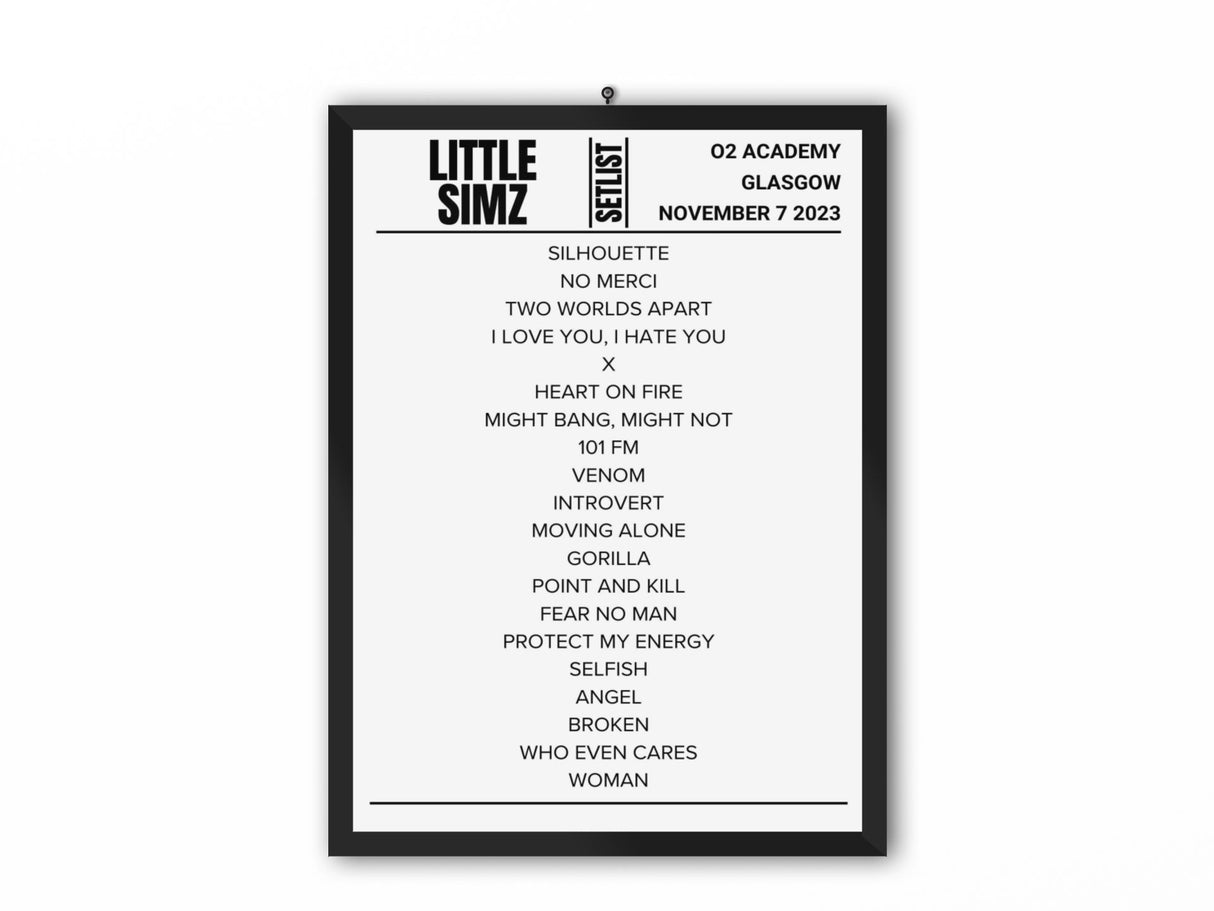 Little Simz Glasgow November 2023 Replica Setlist - Setlist