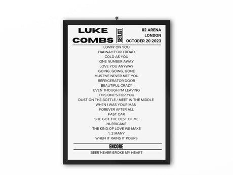 Luke Combs London Night 2 - Replica Setlist - Setlist