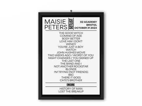 Maisie Peters Bristol October 2023 Replica Setlist - Setlist