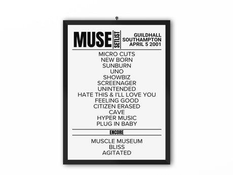 Muse Southampton April 5 2001 Replica Setlist - Setlist