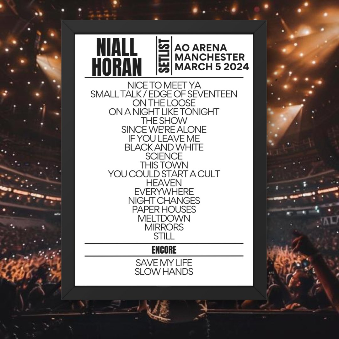 Niall Horan AO Arena Manchester March 5, 2024 Setlist | Available at ...