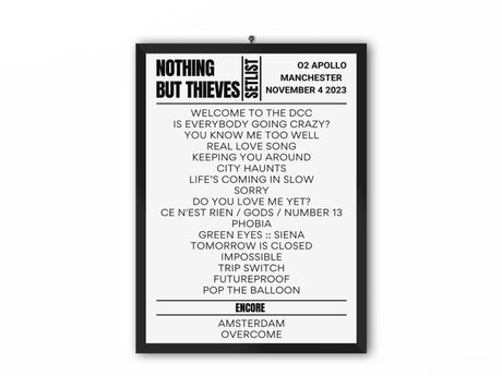 Nothing But Thieves Manchester 4 November - Night 1 2023 Replica Setlist - Setlist