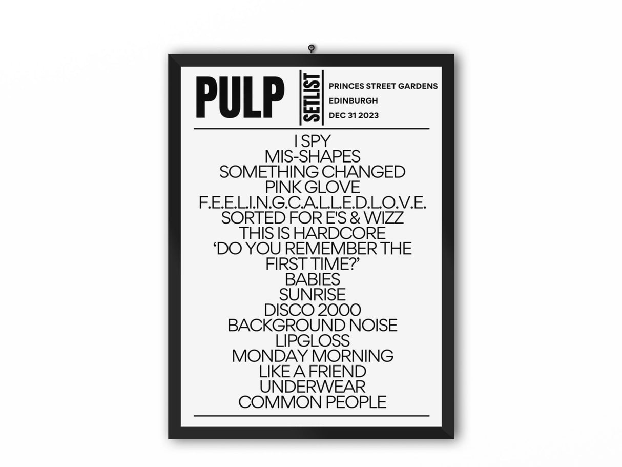 Pulp Setlist Edinburgh Hogmanay December 31 2023 - Setlist